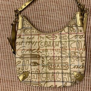 Coach tattersall graffiti hobo purse